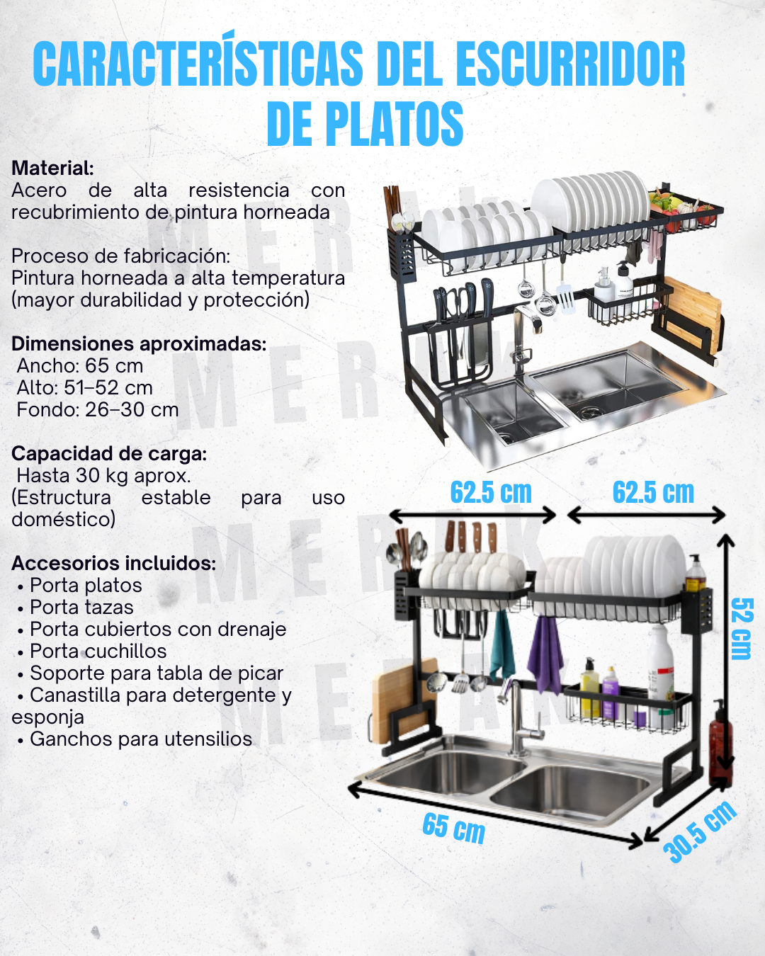 Escurridor de Platos sobre Lavaplatos+ Accesorios🧼