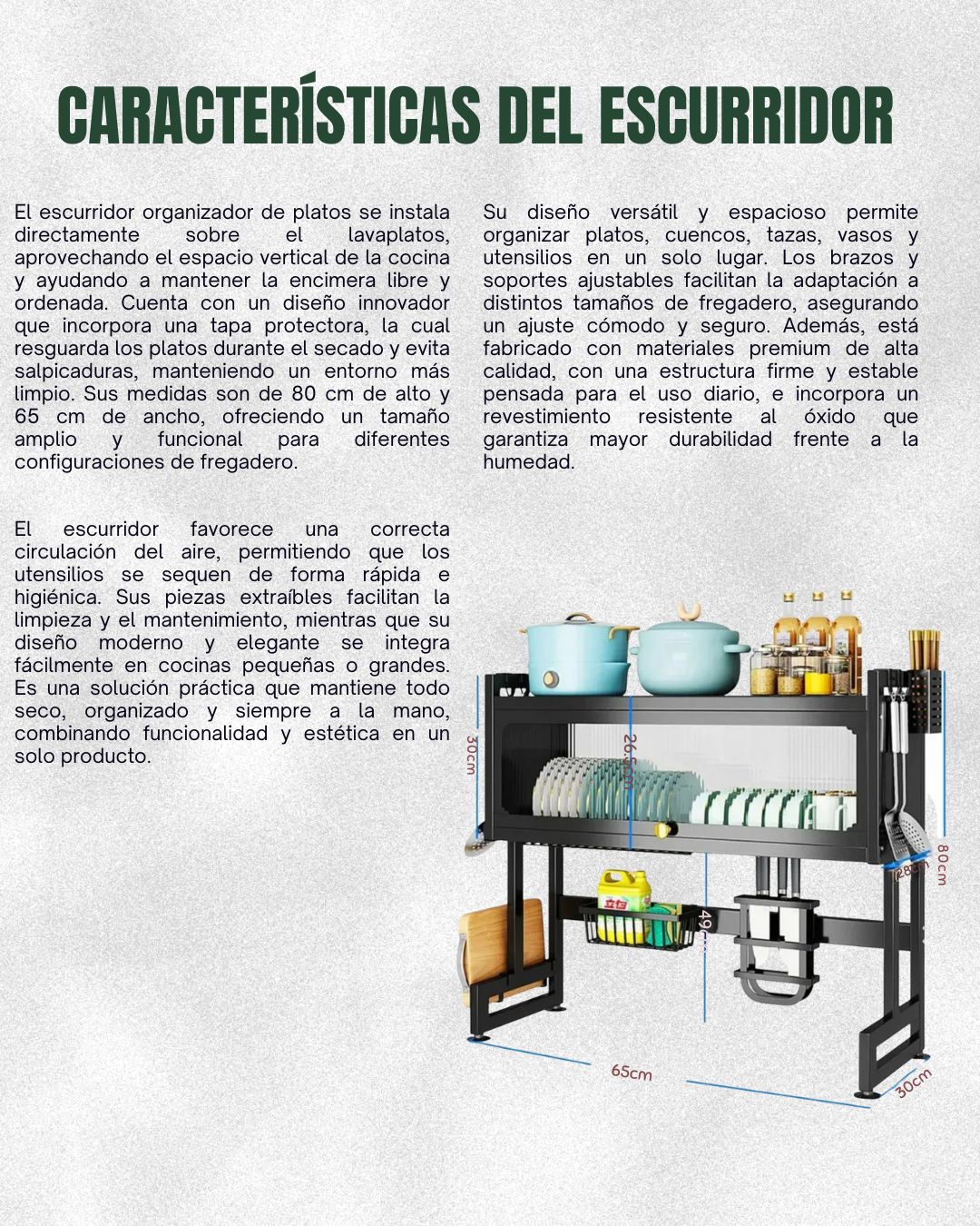 Escurridor de Platos sobre Lavaplatos con tapa + Accesorios🧼