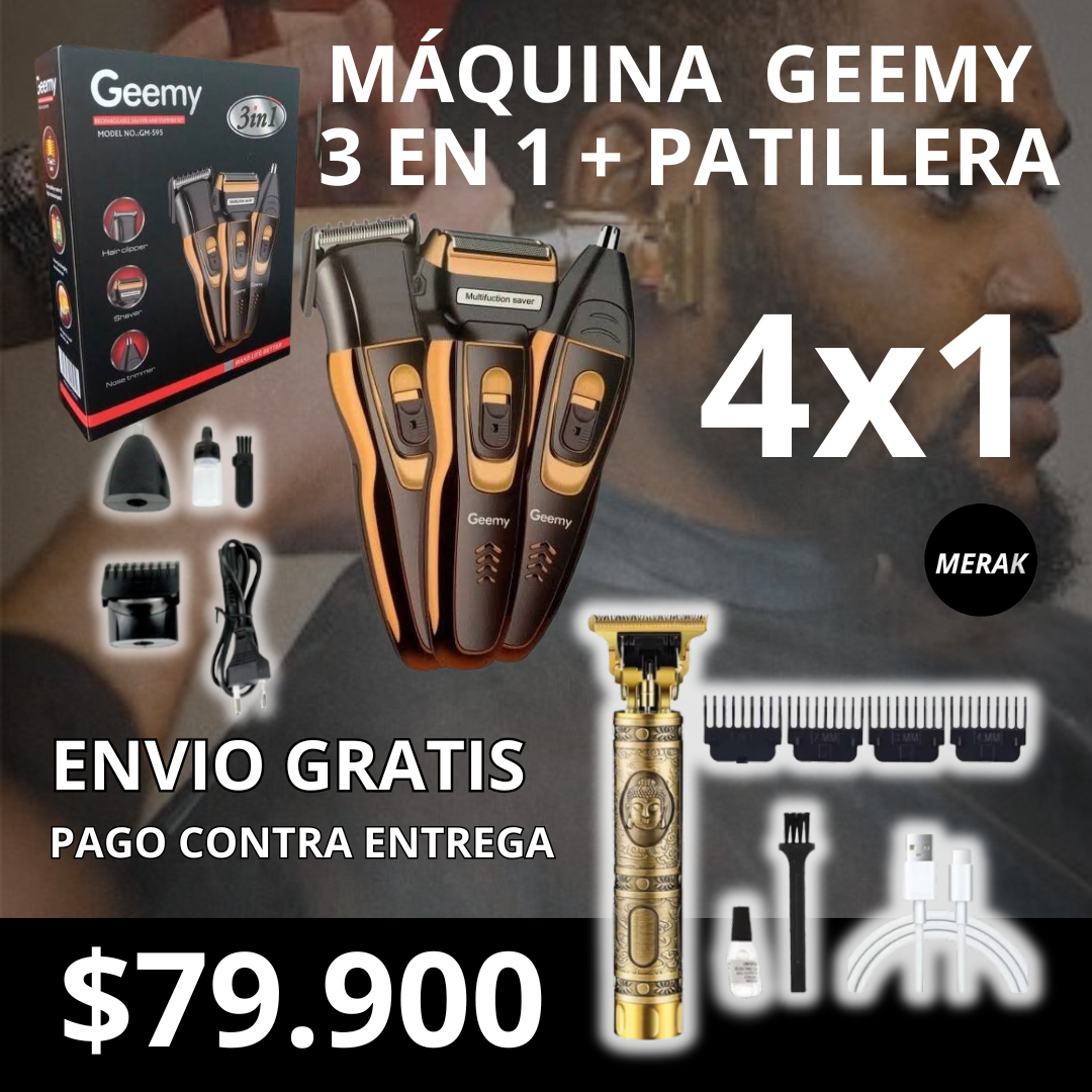 Super combo máquina Geemy 3 En 1 + Patillera🔥