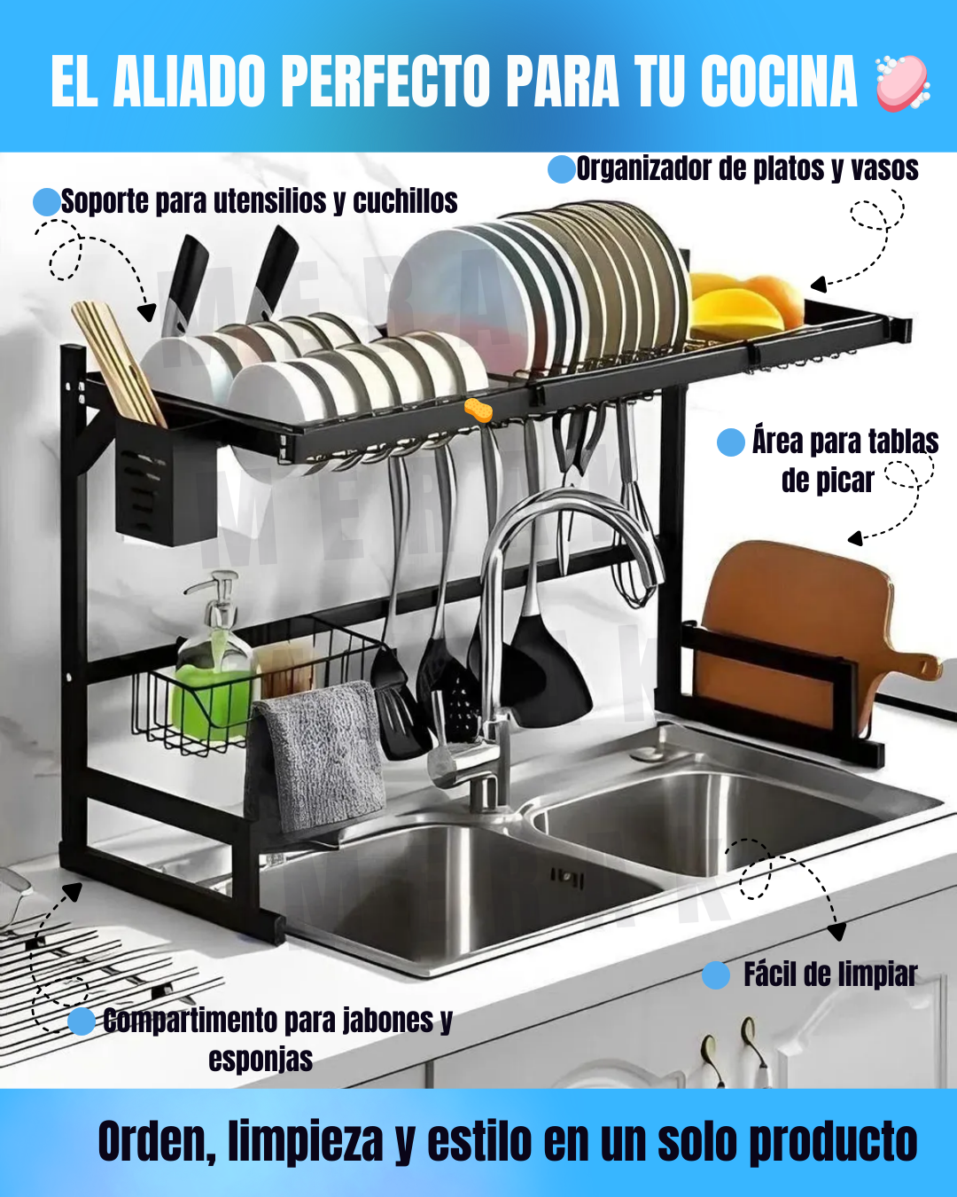 Escurridor de Platos sobre Lavaplatos+ Accesorios🧼