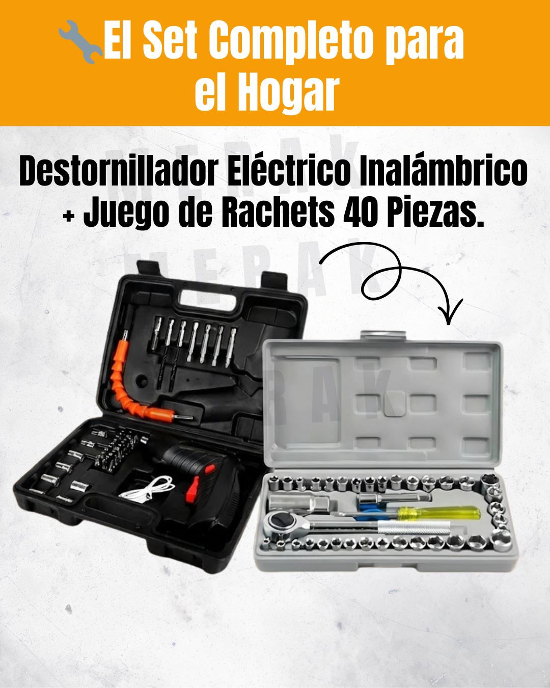Super Combo de Herramientas Profesional: Destornillador Eléctrico + Set de Raches +  Accesorios🛠️
