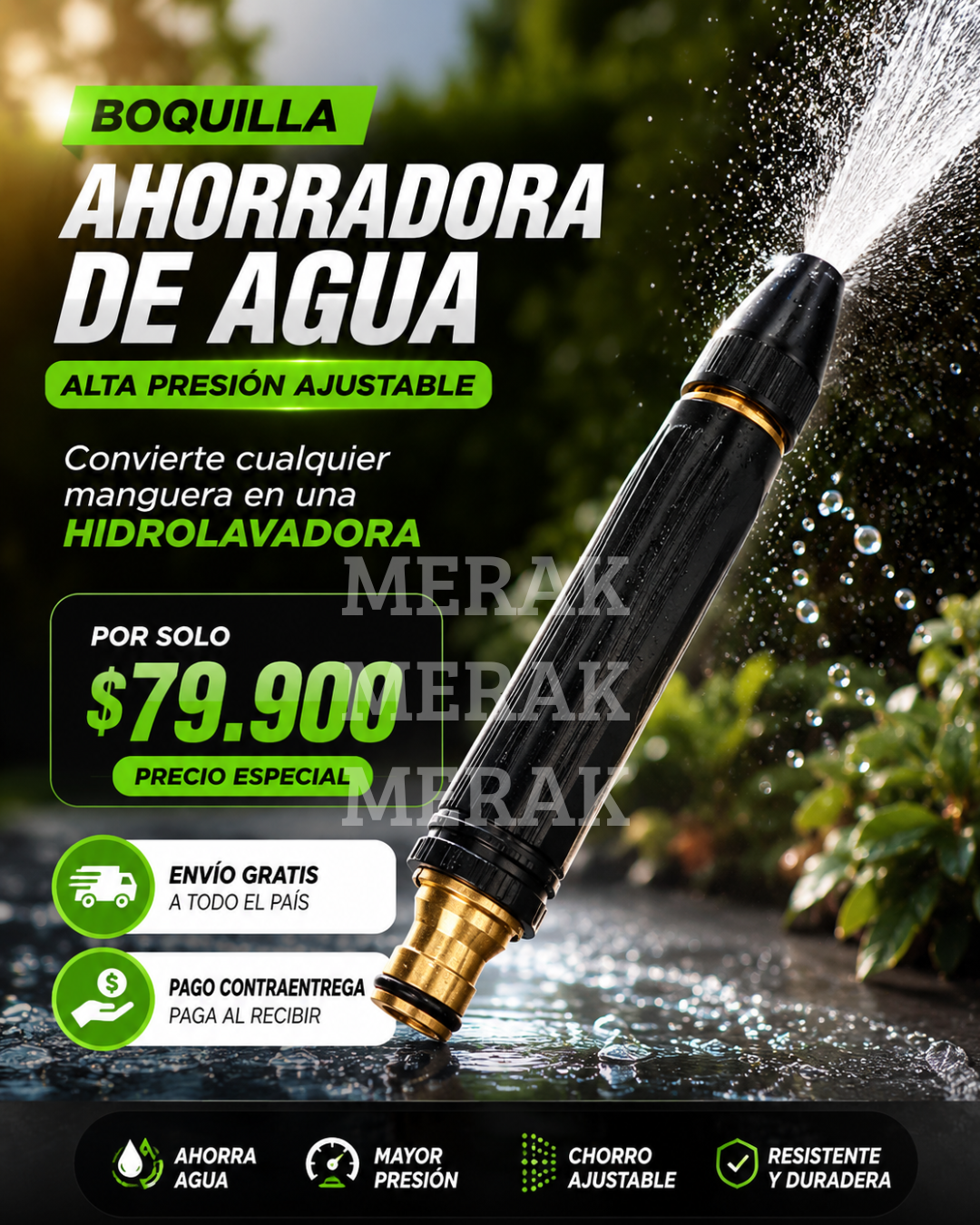 Boquilla ahorradora - propulsora de agua para manguera🫧