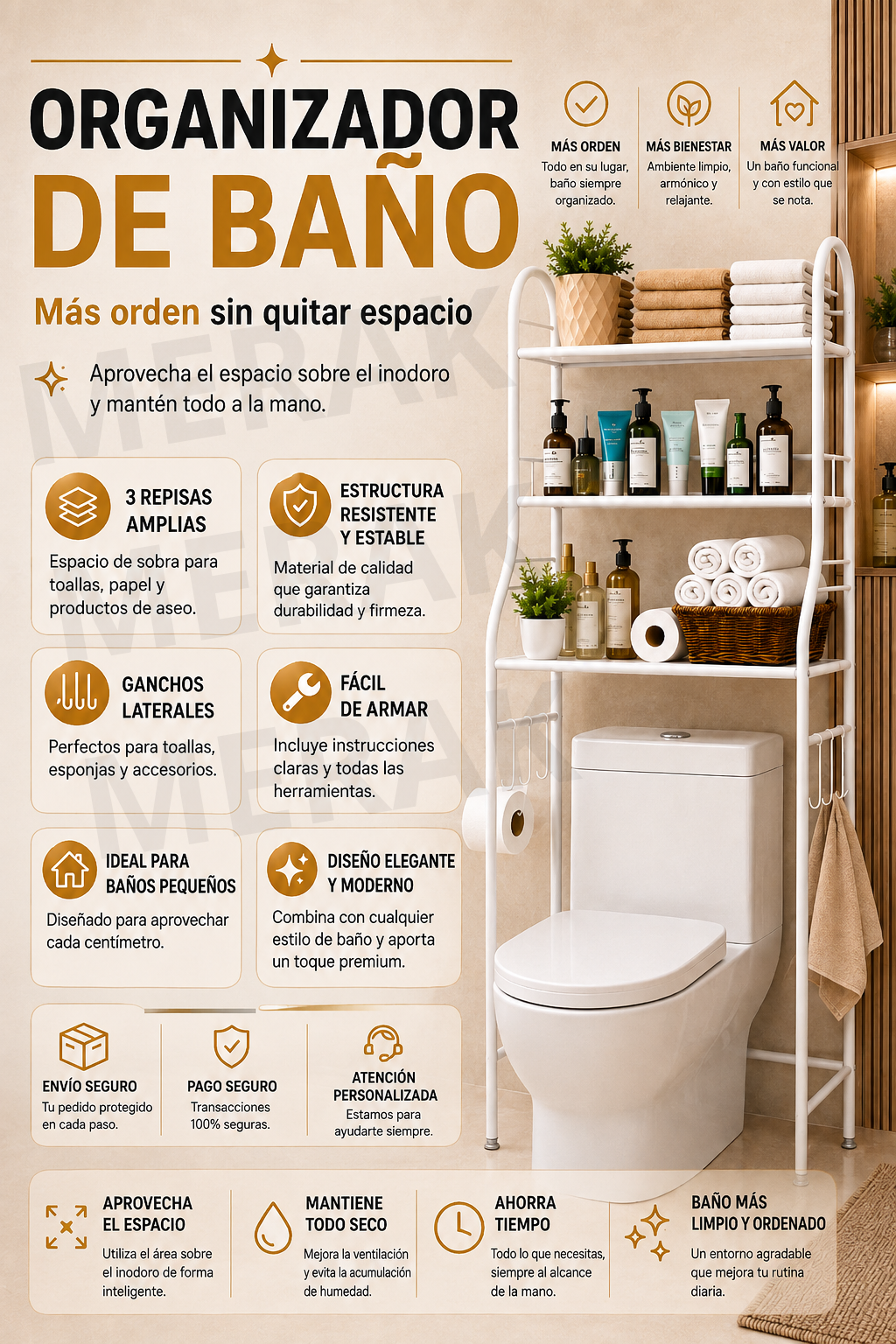 COMBO 2 EN 1 Organizador de baño + Esquinero 4 niveles 🚿