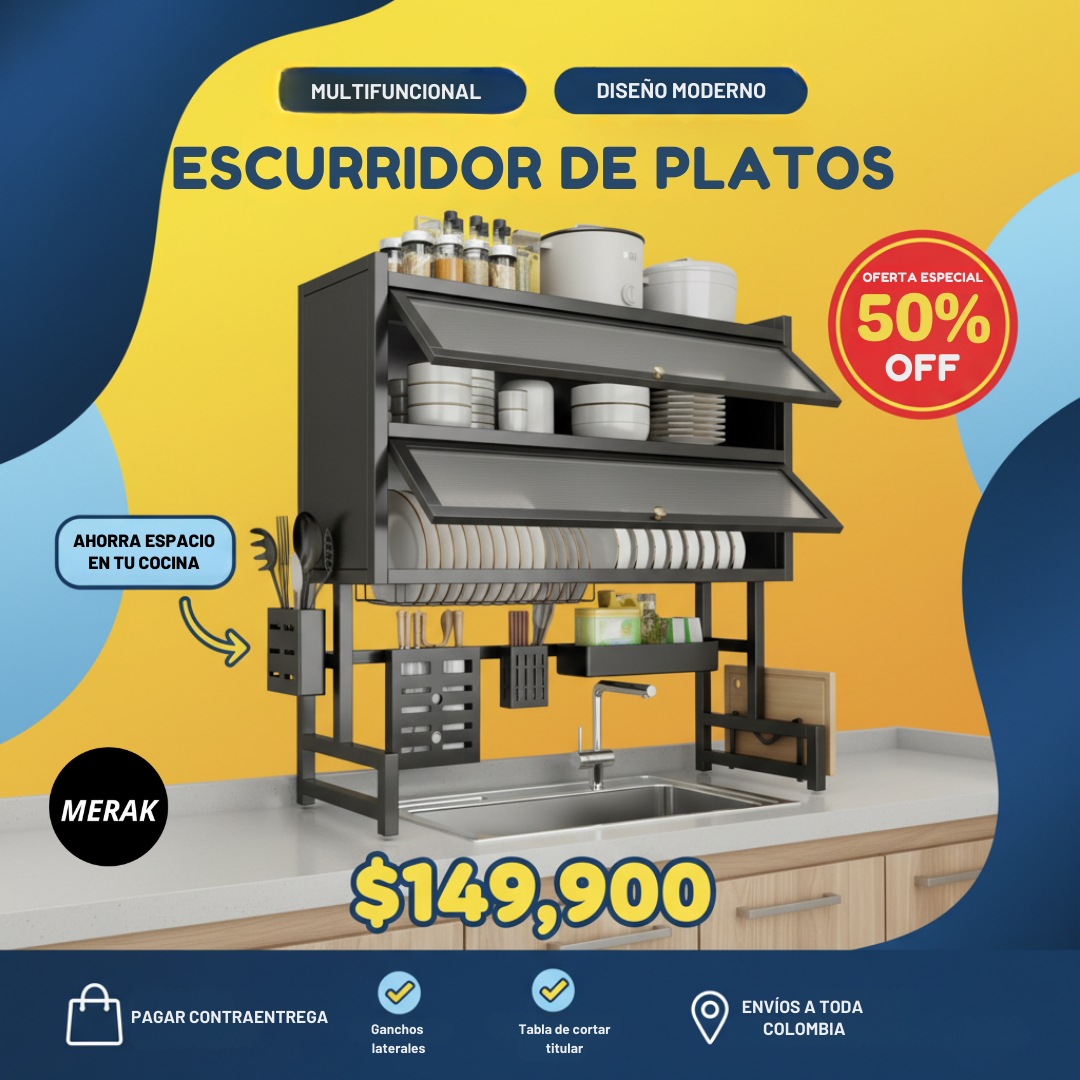 Escurridor de Platos sobre Lavaplatos dos niveles + Accesorios🧼