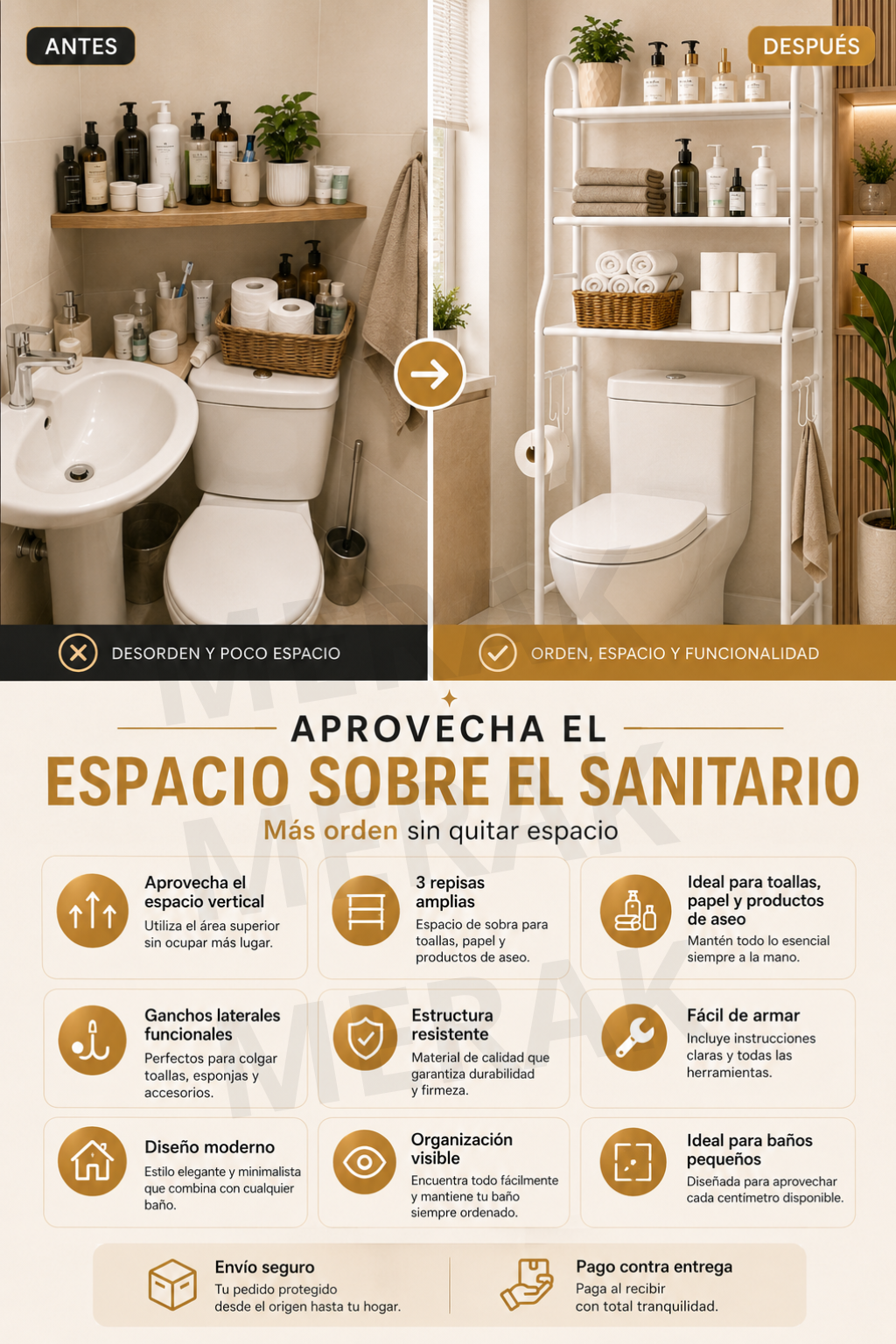 COMBO 2 EN 1 Organizador de baño + Esquinero 4 niveles 🚿
