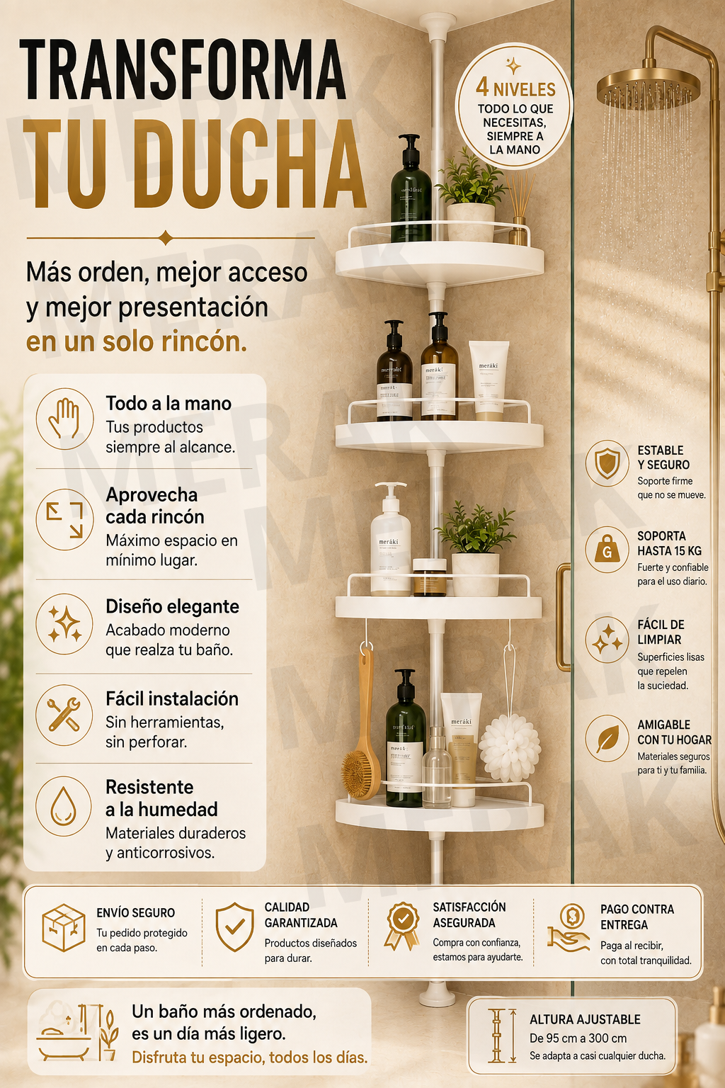 COMBO 2 EN 1 Organizador de baño + Esquinero 4 niveles 🚿