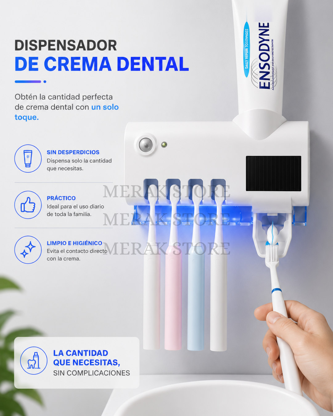 Porta Cepillos Dental con Esterilizador UV y Dispensador Automático🦷
