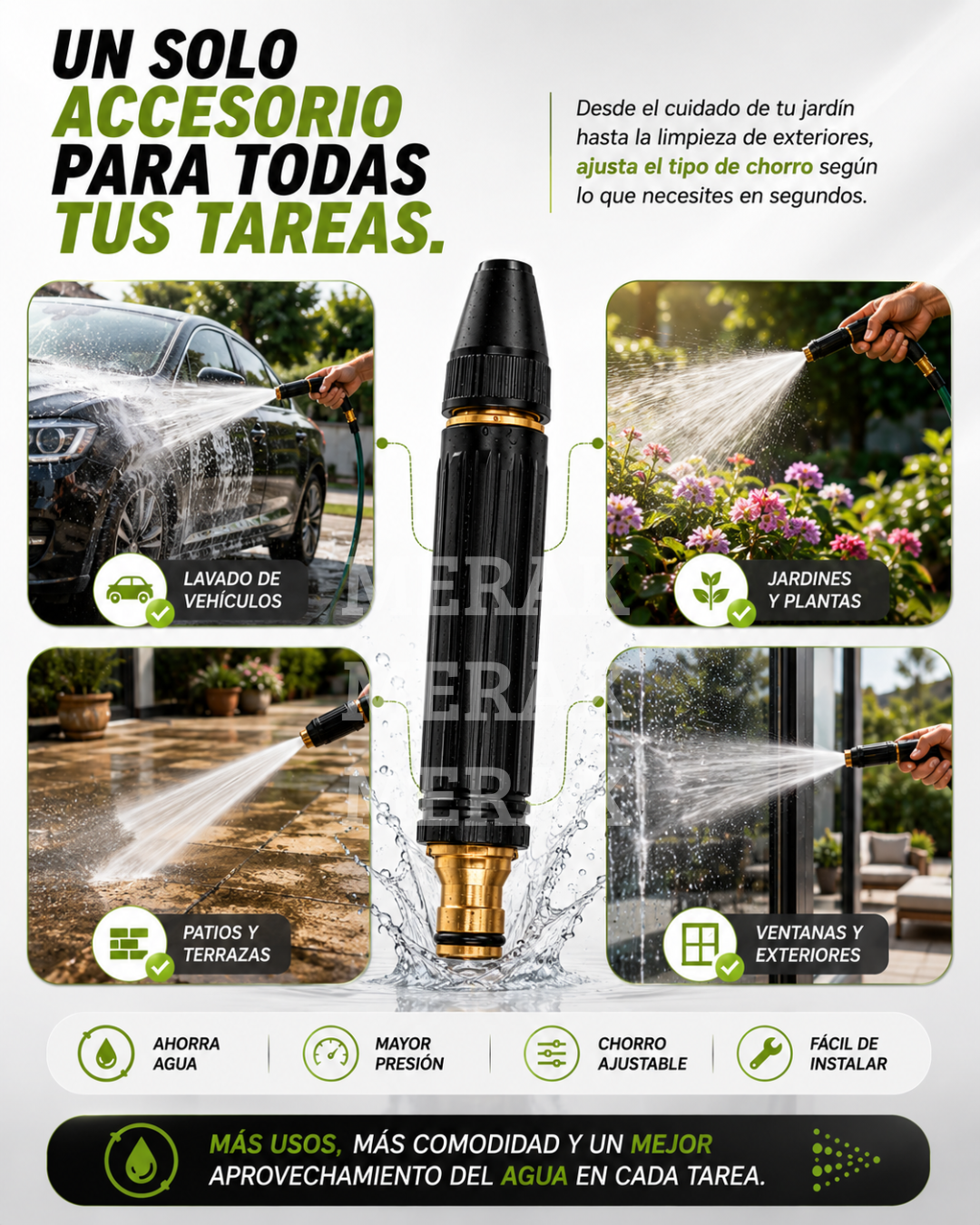 Boquilla ahorradora - propulsora de agua para manguera🫧