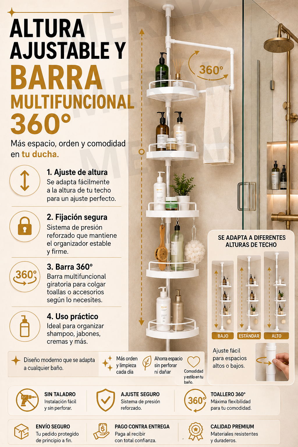 COMBO 2 EN 1 Organizador de baño + Esquinero 4 niveles 🚿