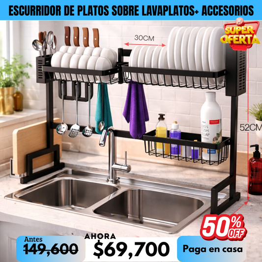 Escurridor de Platos sobre Lavaplatos+ Accesorios🧼