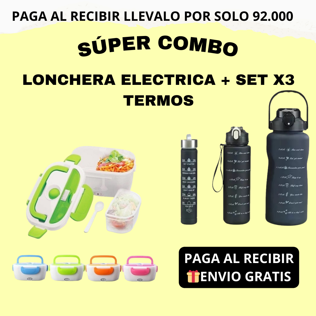 Lonchera Eléctrica + Set X3 Termos