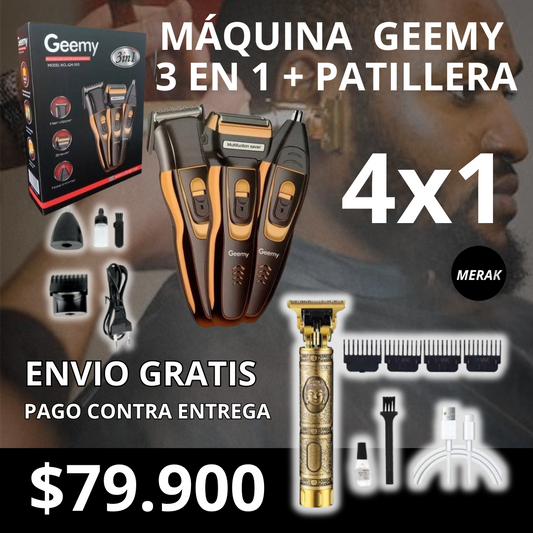 Super combo máquina Geemy 3 En 1 + Patillera🔥