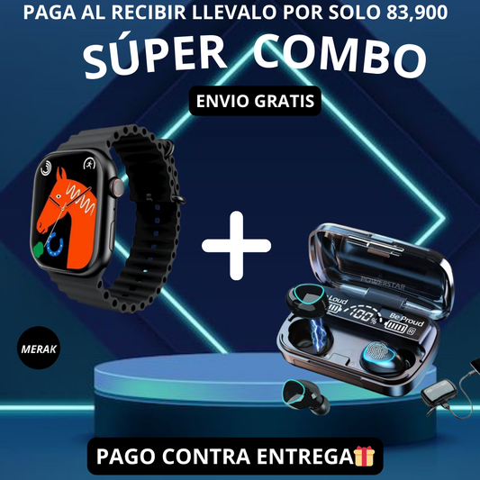 Super Combo Reloj inteligente T500 + Audifonos M10🎁