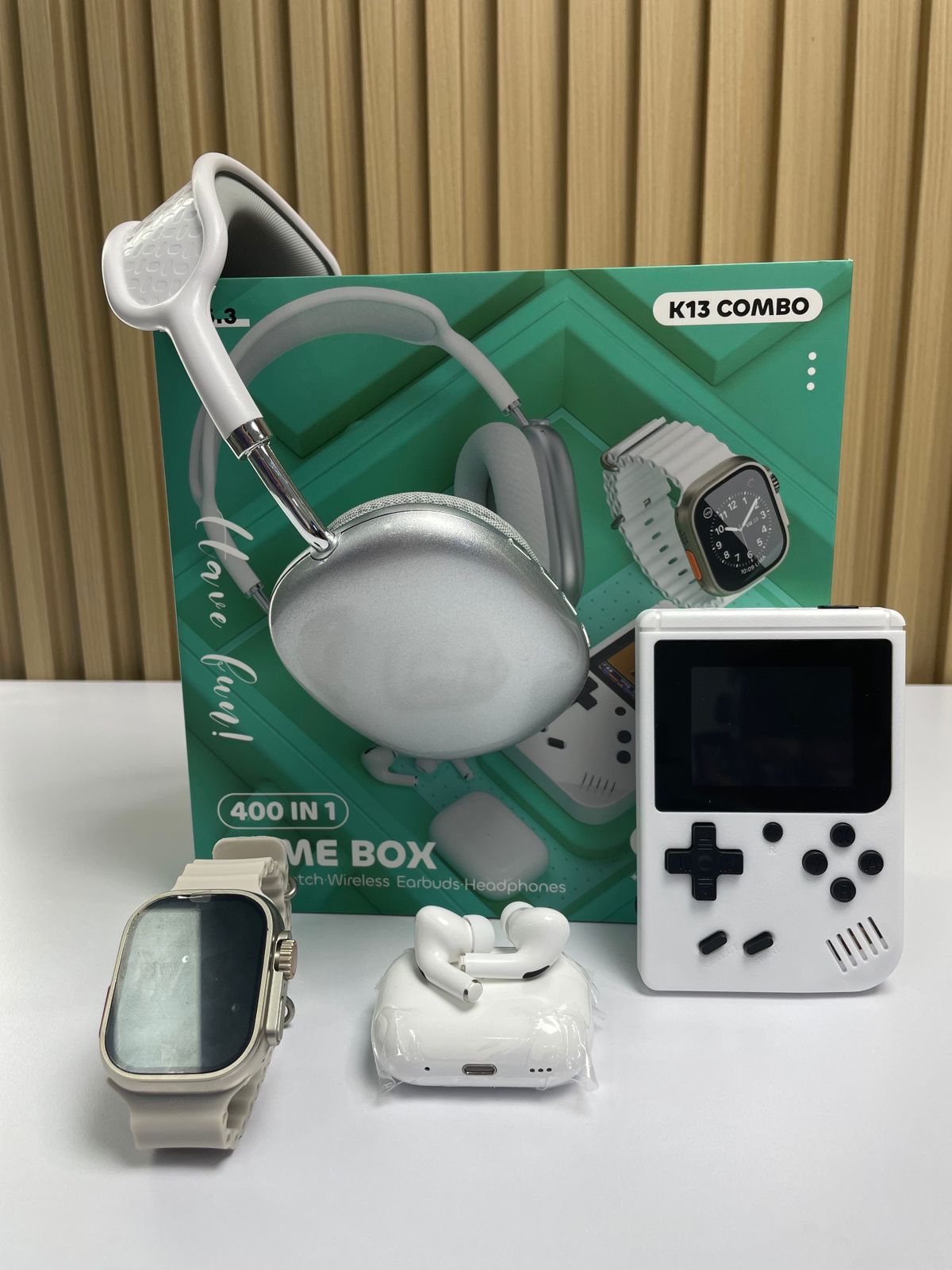 🔥Combo K13 Smartwatch + AirPods + Game Boy + Diadema🚀