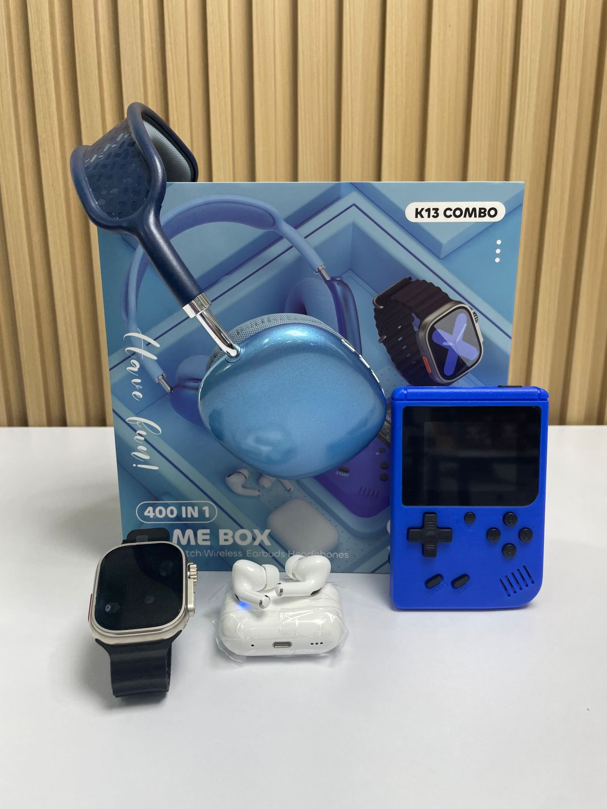 🔥Combo K13 Smartwatch + AirPods + Game Boy + Diadema🚀