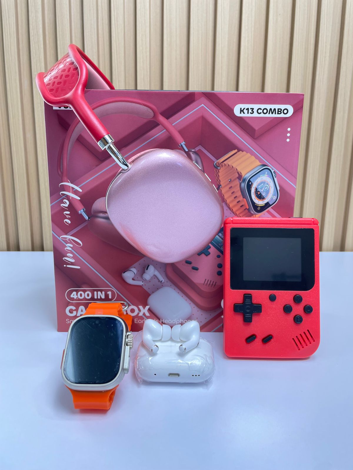 🔥Combo K13 Smartwatch + AirPods + Game Boy + Diadema🚀