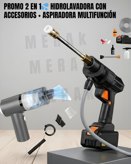 COMBO HIDROLAVADORA CON ACCESORIOS + ASPIRADORA MULTIFUNCIONAL💦